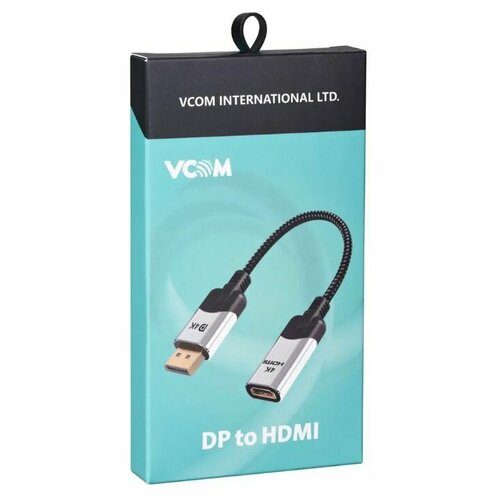 Адаптер DisplayPort HDMI(M/F) VCOM 4K 60Hz 0.15 м медь оплётка (CG621M-0.15) адаптер displayport hdmi 4k 60hz ultrahd