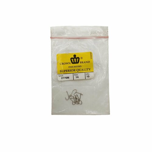 фото Крючок рыболовный crown brand 2770n (никель) размер: №14 20шт нет бренда
