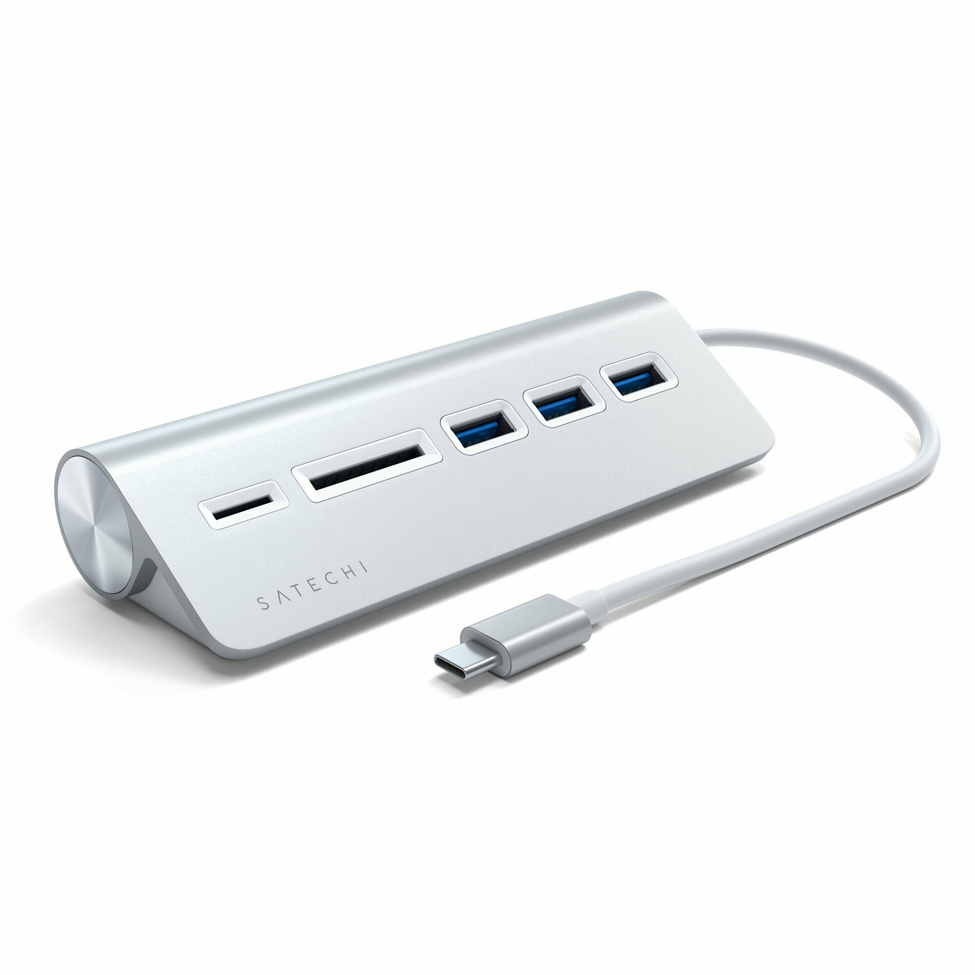 Многопортовый адаптер Satechi с одинарным кабель-коннектором USB-C (3 USB-A 3.0, SD, microSD) (Серебристый | Silver)