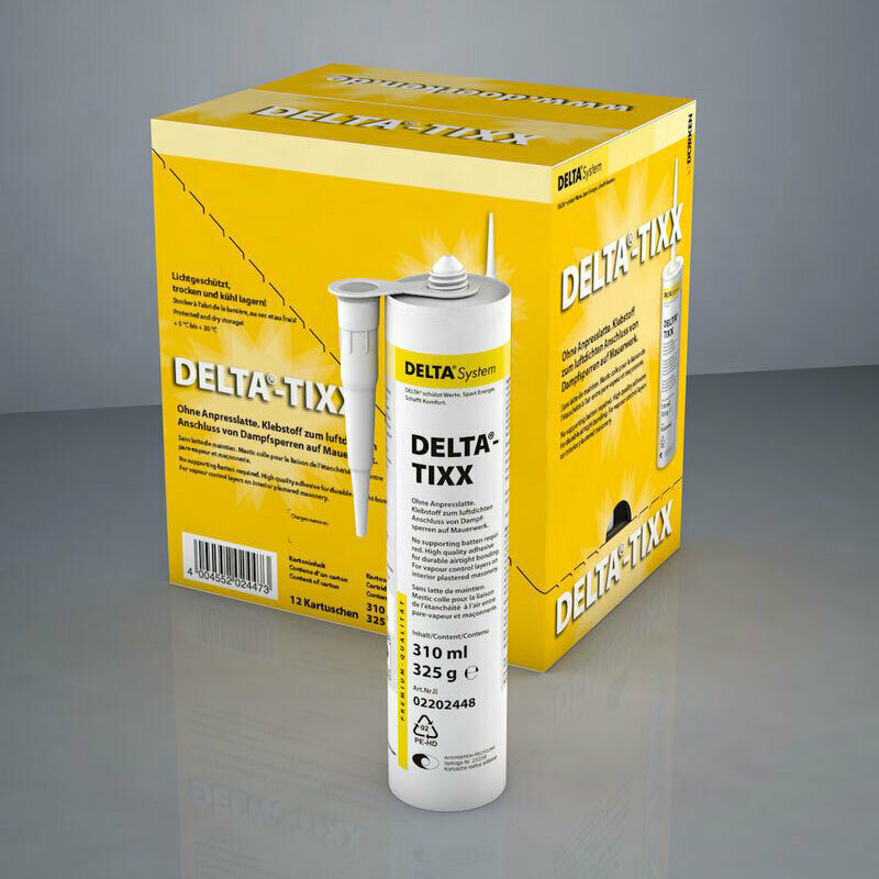 DELTA-TIXX клей для пароизоляционных плёнок к дереву, кирпичу и бетону, упаковка 12 шт.