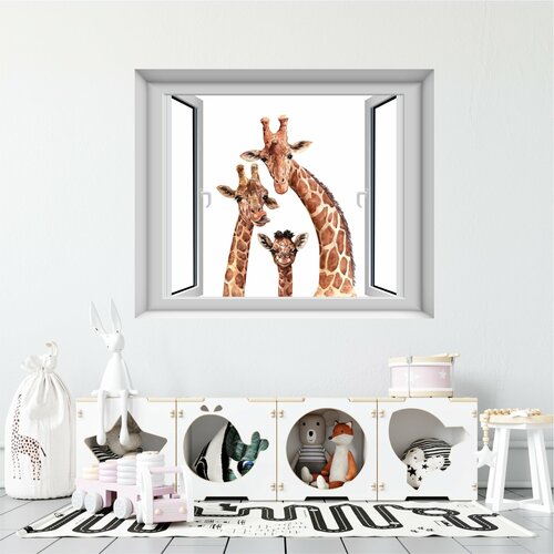Бесшовные фотообои Вид из окна Жирафы 100х120 см для детской фотообои вид из окна бумажные 139x139 см
