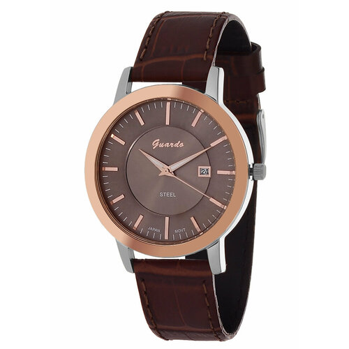 Наручные часы Guardo S00992-11, серебряный, коричневый