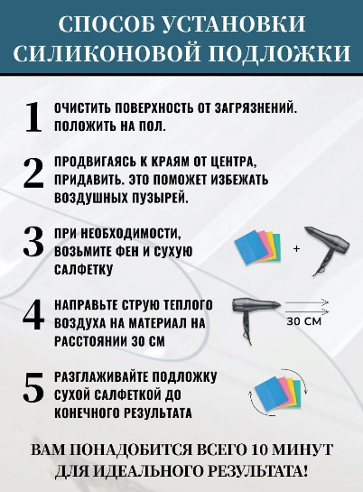 Коврик под миску для кошек 30 х 50 см, толщина 0,7 мм. Коврик под миску для собак. Прозрачный коврик на пол, антискользящий, грязезащитный. - фотография № 3