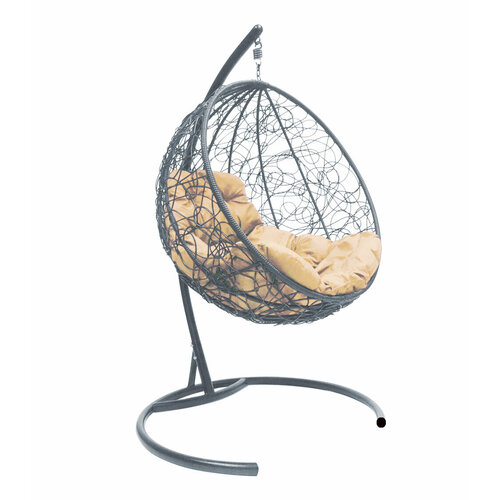 Подвесное кресло M-group круг с ротангом серое бежевая подушка подвесное кресло m group круг с ротангом коричневое бежевая подушка