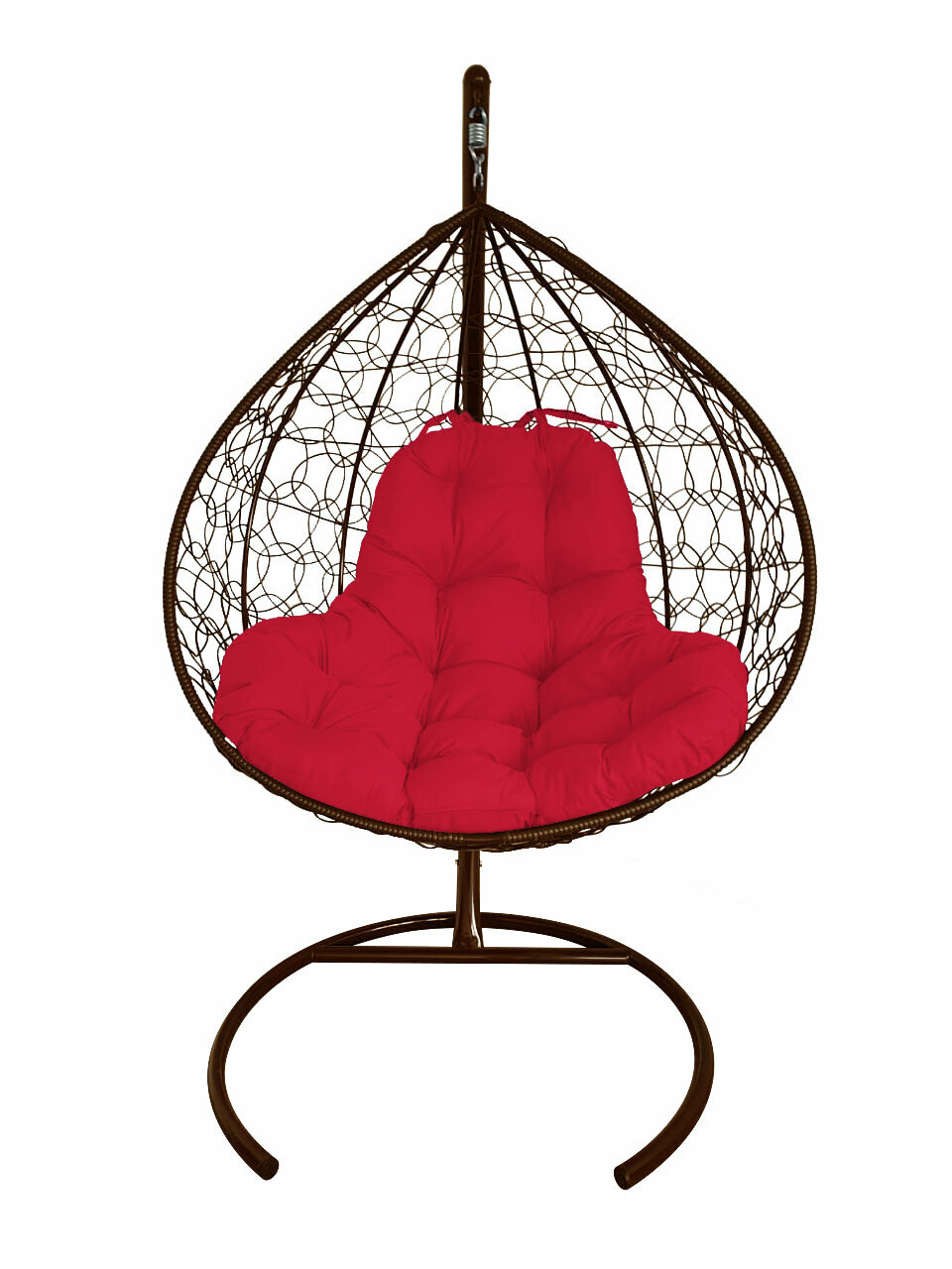 ООО Макс Мастер Подвесное кресло XL с ротангом коричневое, красная подушка 11120206 .