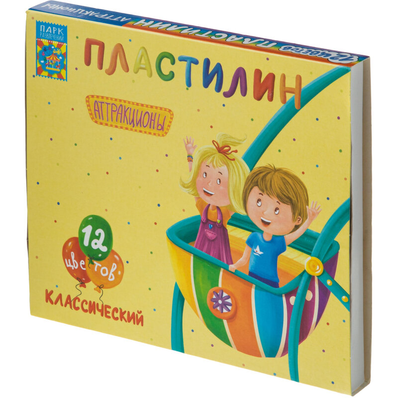 Пластилин классический Аттракционы набор 12 цв, 240 г, со стеком, ПЛ-К12-240