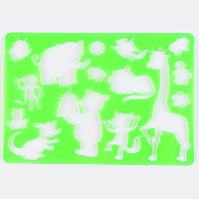 Трафарет для малышей «Весёлые животные» с раскраской - фотография № 3