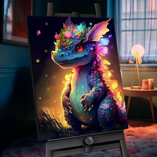Картина по номерам Неоновый дракон, 40x50 см. Molly