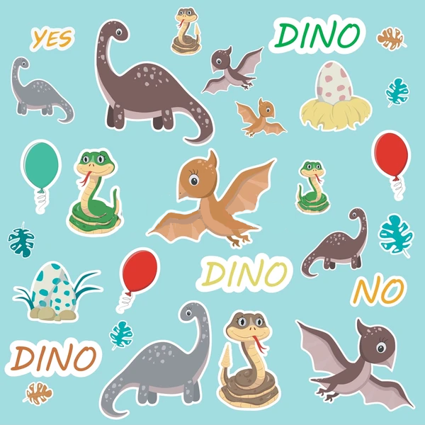 Наклейки стикеры Динозавры и змеи