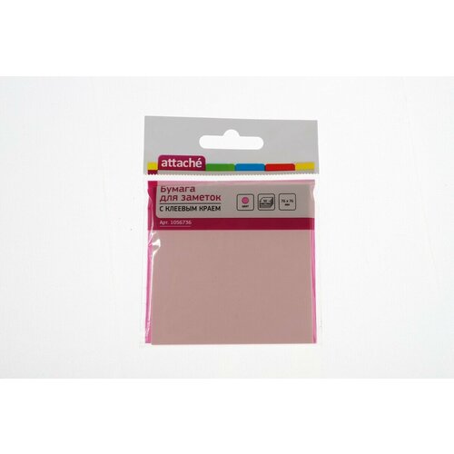 Бумага для заметок с клеевым краем, 76Х76мм, 50листов, цвет розовый