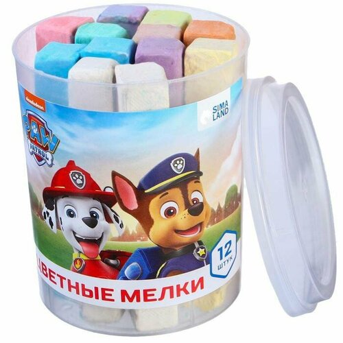 фото Мелки paw patrol, цветные, 3+, 10 цветов, 12 штук, 1 упаковка