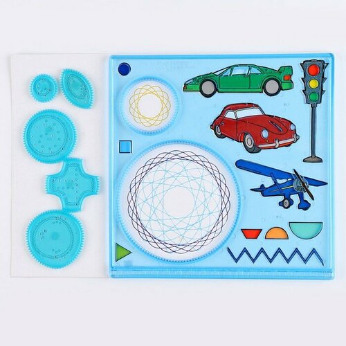 Трафарет-спирограф Транспортс раскраской 309₽