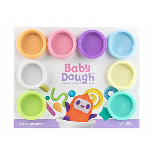 Тесто для лепки BabyDough, набор 8 цветов, пастельные BD021