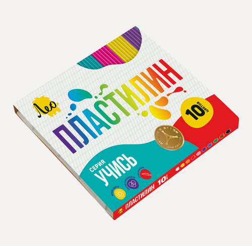 Изображение товара Лео Учись Пластилин классический LNMC-0110 200 г 10 цветов в картонной упаковке