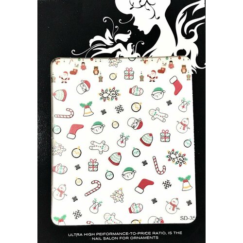 Наклейки новогодние KASI SD-35, Санта Клаус и праздничные сладости, разноцветные, 1 шт