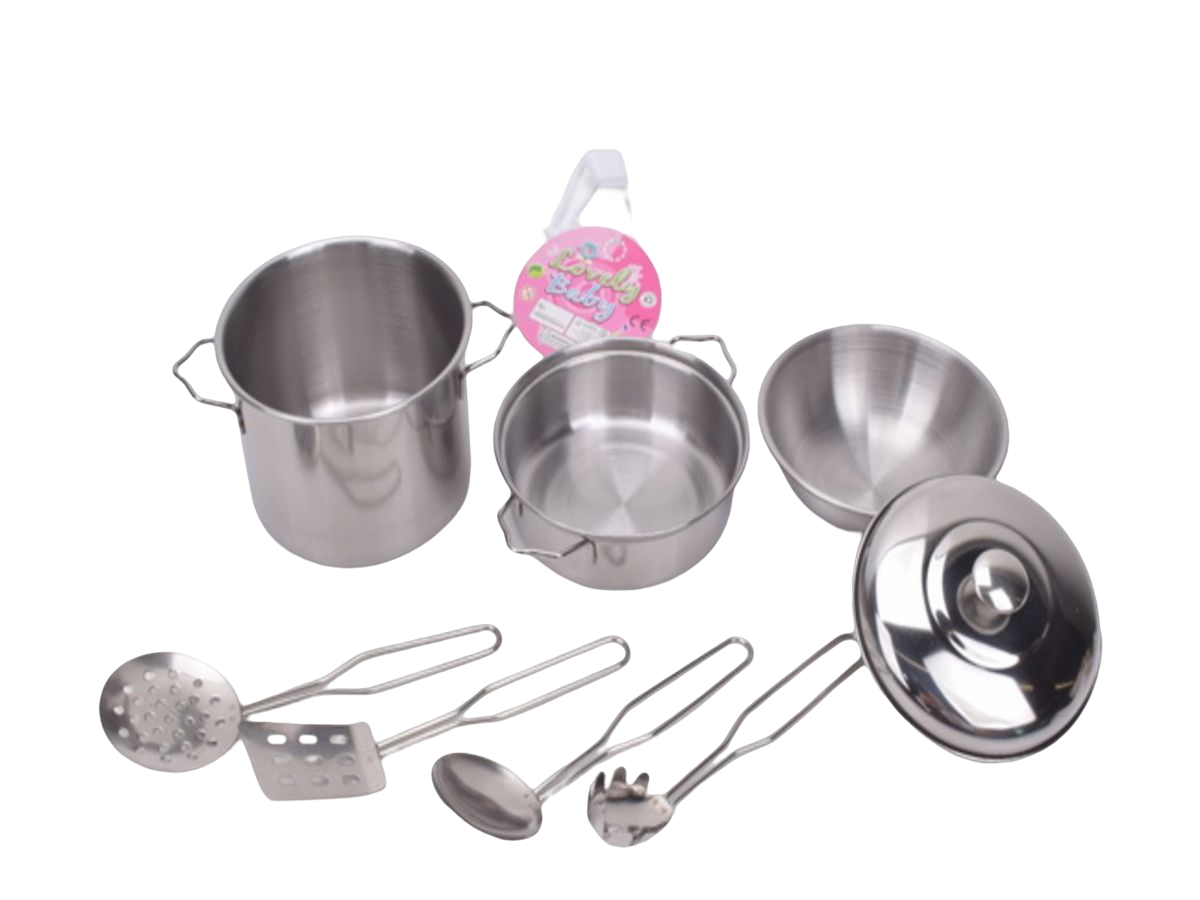 Набор посуды металл (8 предметов), 9,5х6,5х9,5см, в сетке ( Арт. 1929204)