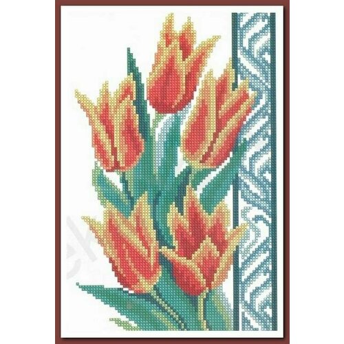 значок pinpinpin тюльпаны оранжевые Набор для вышивания крестом «Искусница» 548 Оранжевые тюльпаны