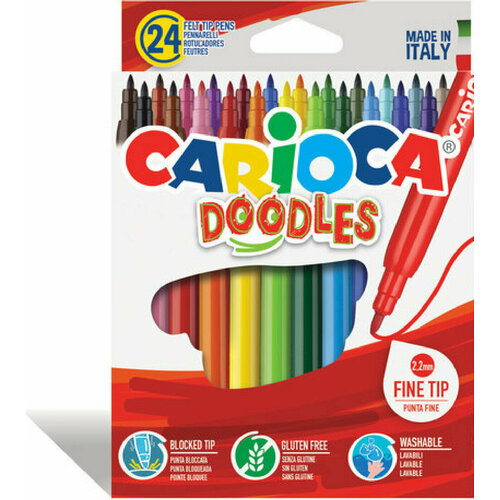 Набор фломастеров Фломастеры CARIOCA (Италия) Doodles, 24 цвета, суперсмываемые, 42315, 2 набора