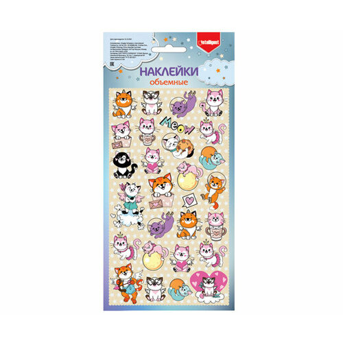Наклейки CM-8001 Крылатые котики объемные ПВХ 2110 см 27шт на листе 360₽