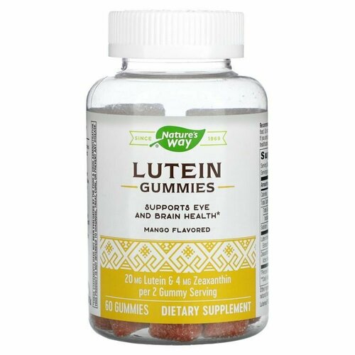 Лютеин Nature's Way, Lutein Gummy (манго) 60 жевательных таблеток / Антиоксидант для зрения, глаз, мозга / Для взрослых мужчин и женщин