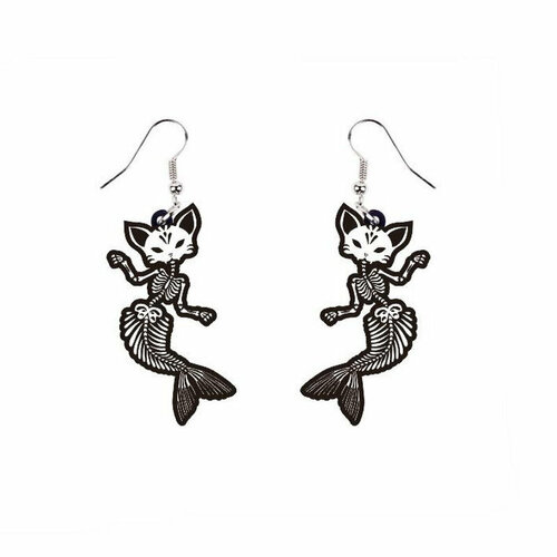 Комплект серег , размер 20 мм, черный, белый