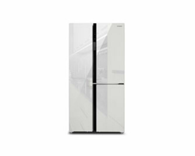 Холодильник HYUNDAI CS6073FV, трехкамерный, белое стекло - фото №7