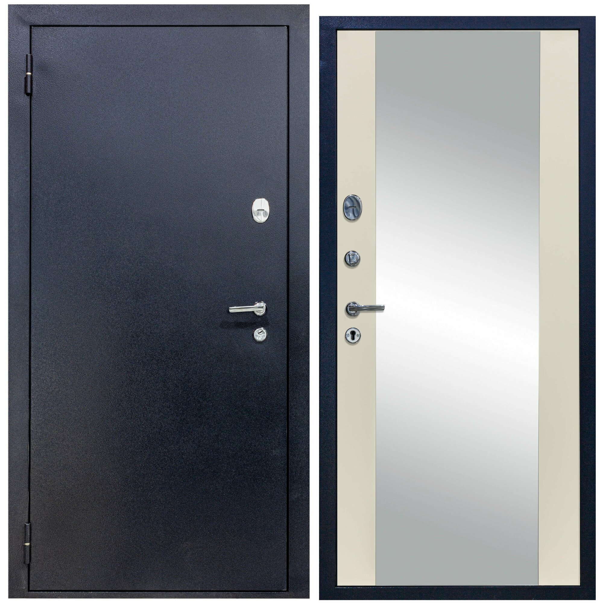 Дверь входная металлическая DIVA 510 Зеркало 2050х960 Левая Титан - Д15 Софт шампань, тепло-шумоизоляция, антикоррозийная защита для квартиры и дома