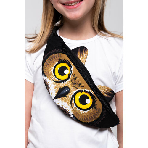 фото Сумка поясная муфтыши, фактура гладкая, желтый, бежевый