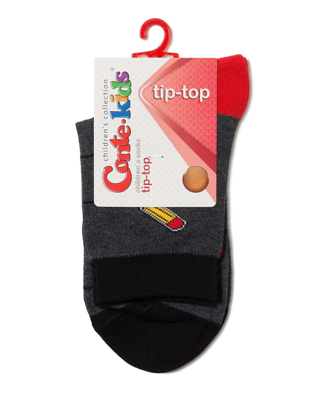 Носки детские классические из хлопка и LYCRA® Conte-kids Tip-Top, размер 22(33-35), рисунок 397, цвет Темно-серый