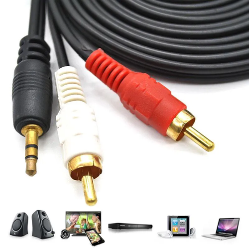 Высокоскоростной кабель AUX 3.5 на 2 RCA золоченый 3 метра essager 3 5mm jack aux cable 3 5 mm male to male audio cable speaker line aux wire cord for samsung xiaomi mp3 headphone car