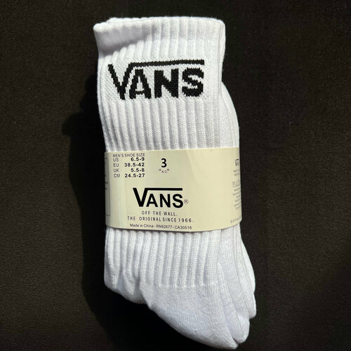 Носки VANS, 3 пары, размер 38/43, белый