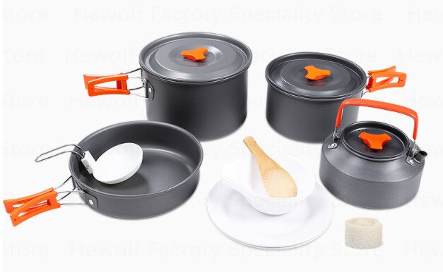 Набор посуды Camping AL-501/5 (чайник,2кастрюли, сковорода, чашки/анодир. аллюминий)