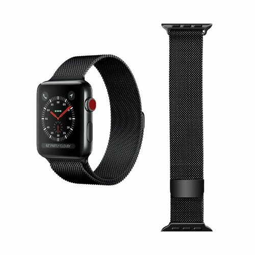 Ремешок для Apple Watch 42 44 45 49 mm миланская петля Чёрный(BLACK)/ Металлический ремешок на магнитной застёжке для часов Apple