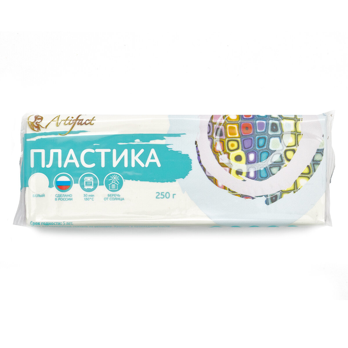 Пластика (пластилин отверждаемый) брус 250 г (7202-00 белый)