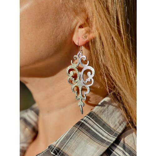 Серьги , размер 90 мм, серебряный