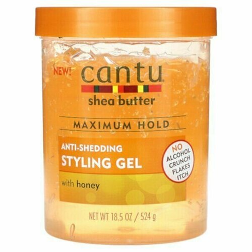 Гель для укладки против выпадения волос с мёдом Cantu Shea Butter, Anti-Shedding Styling Gel, With Honey, 18,5 унций (524 г)