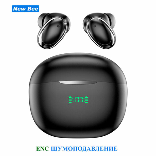 NEW BEE CT02 беспроводные наушники-вкладыши Bluetooth 5.2, с шумоподавлением ENC, цвет черный