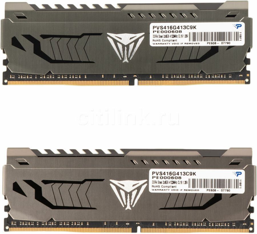 Оперативная память Patriot Viper Steel PVS416G413C9K DDR4 - 2x 8ГБ 4133МГц, DIMM, Ret