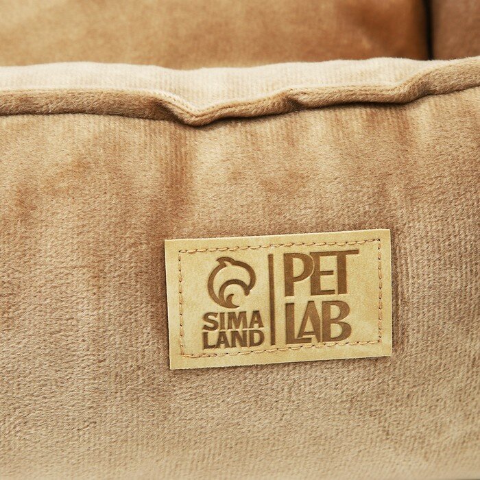 Pet Lab Лежанка велюровая Pet Lab, бежевая 55х50х15 см - фотография № 3