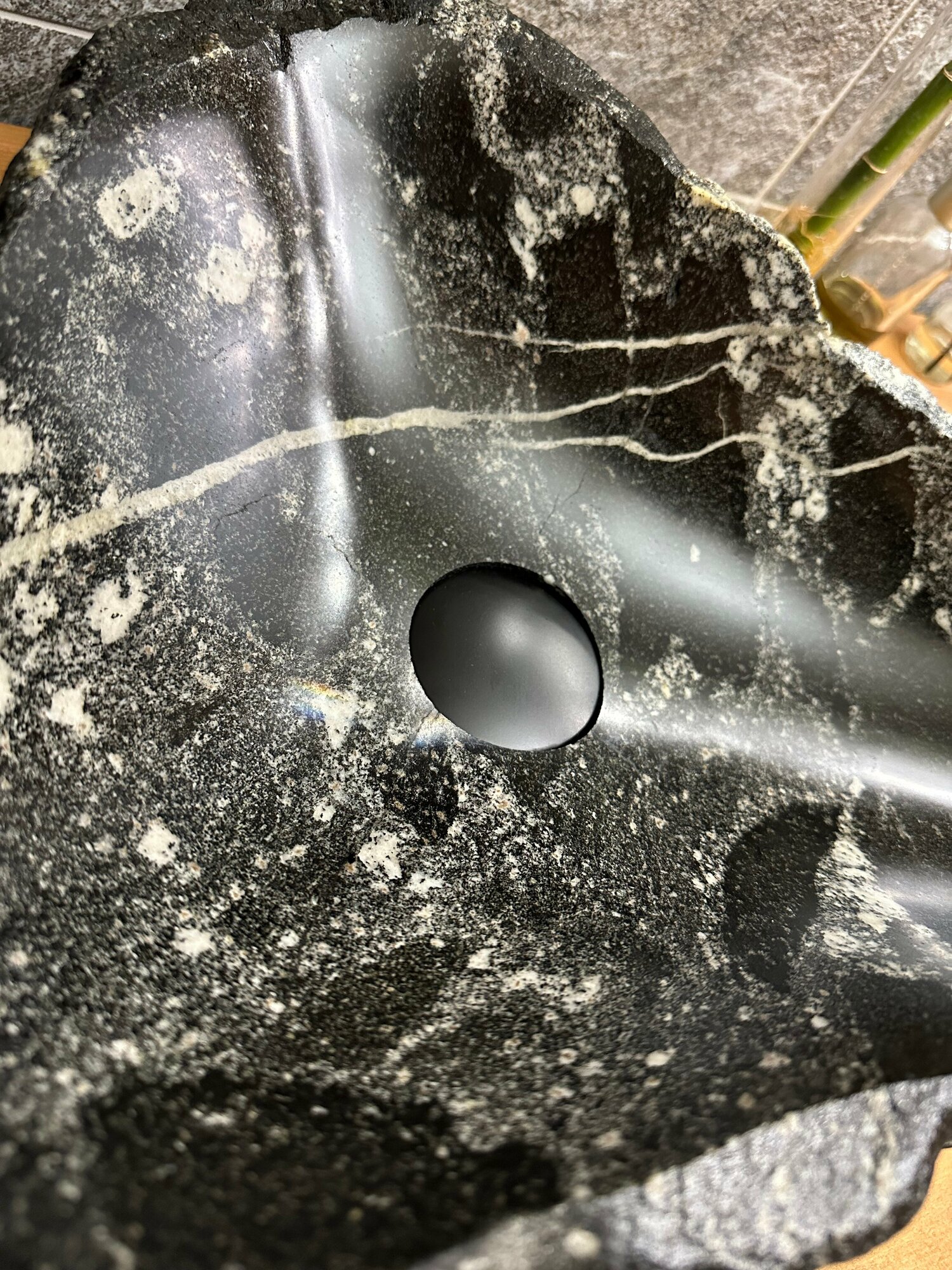 Раковина из натурального цельного камня, Black Noir (58х40) - фотография № 8