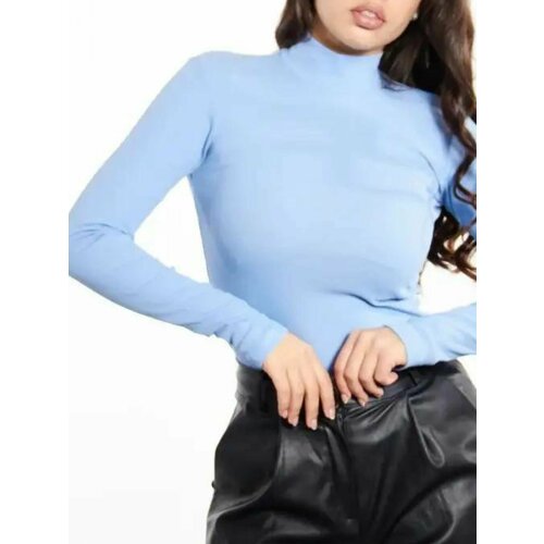 Водолазка, длинный рукав, прилегающий силуэт, размер 2XL (52-54), голубой