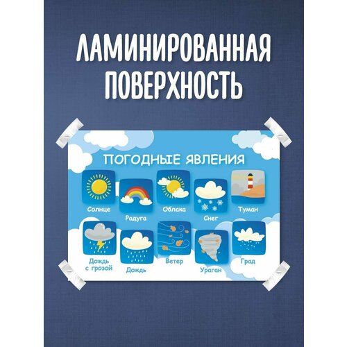 Обучающий плакат обучающий материал школьные плакаты погодные явления погодные условия 305₽
