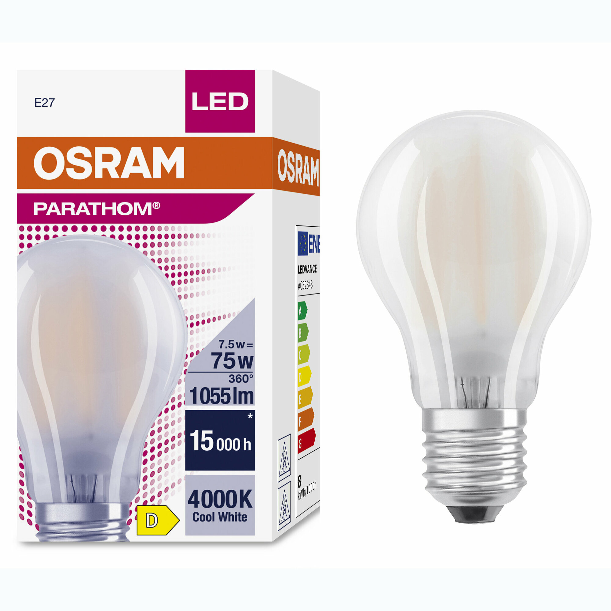 Лампа светодиодная Osram А E27 220/240 В 7.5 Вт груша 1055 лм нейтральный белый свет - фото №7
