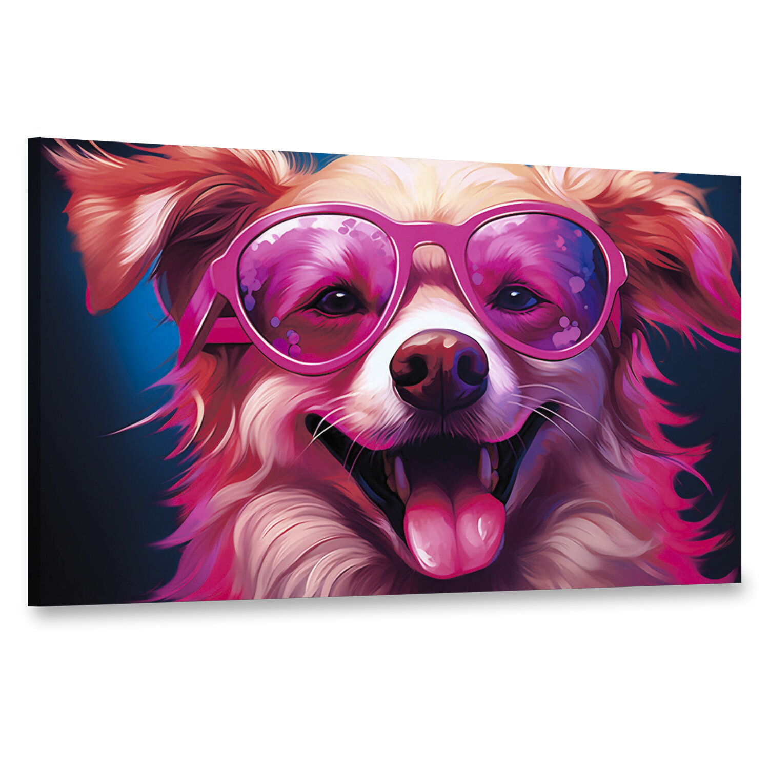 Интерьерная картина 100х60 "Пес в розовых очках"