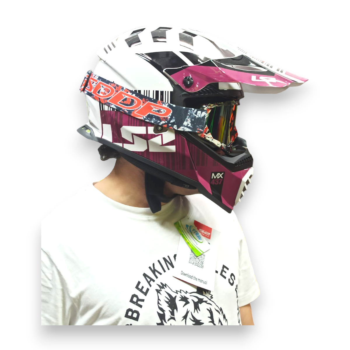 Очки для мотокросса BSDDP на мото шлем мотоциклиста, бело-черно-красные