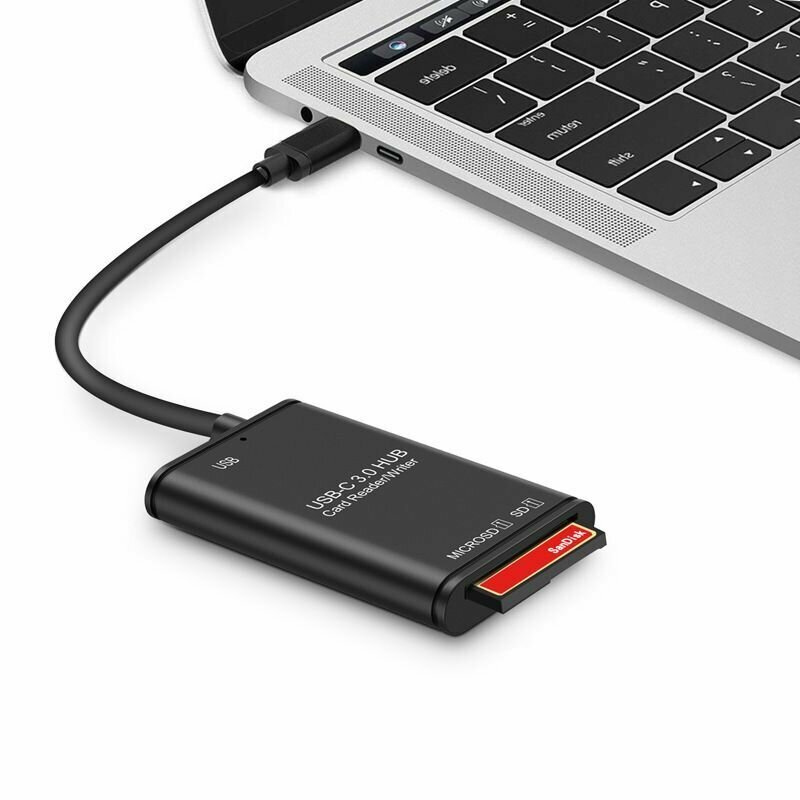 USB-C Картридер - card reader writer OTG адаптер HUB 3.0 TYPE-C разветвитель 3 в 1 для телефона компьютера планшета ноутбука проектора