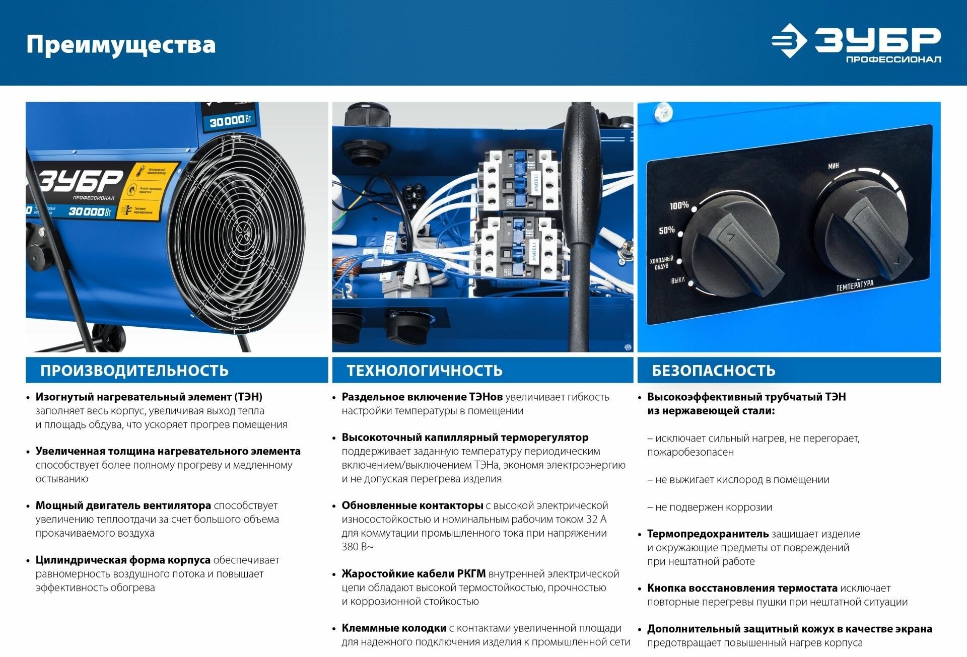 ЗУБР 30 кВт, электрическая тепловая пушка, Профессионал (ТП-П30) - фотография № 12