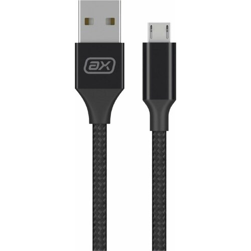 Дата-кабель AXXA USB micro USB, 2А, 1м, нейлон, черный - 5 шт.