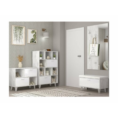 Модульная прихожая ЭГО 2 Бетон светлый Белый глянец 33694₽