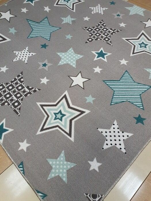 Детский ковер-палас звезды сияют серый Детский коврик 1.5 x 2.5 м.